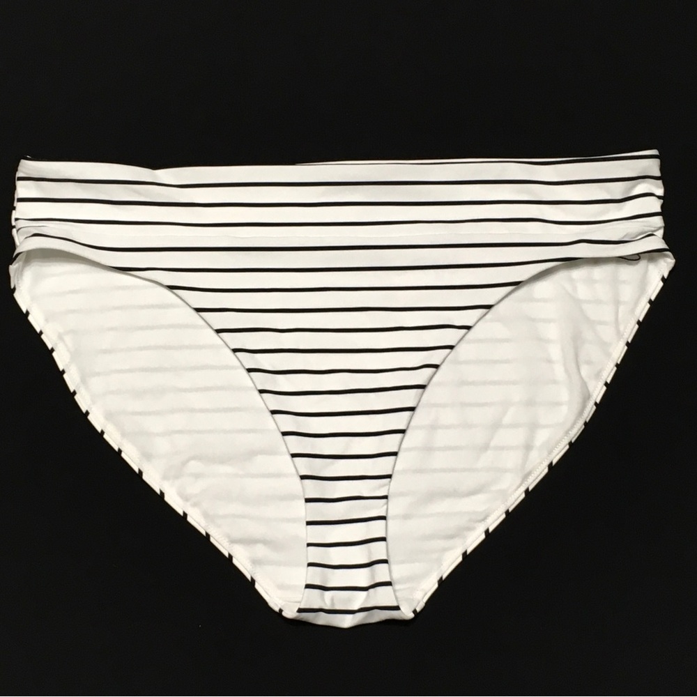 Calia Womens Size XL Coastal Stripe Mid-Rise High Leg Wide Banded Bottom